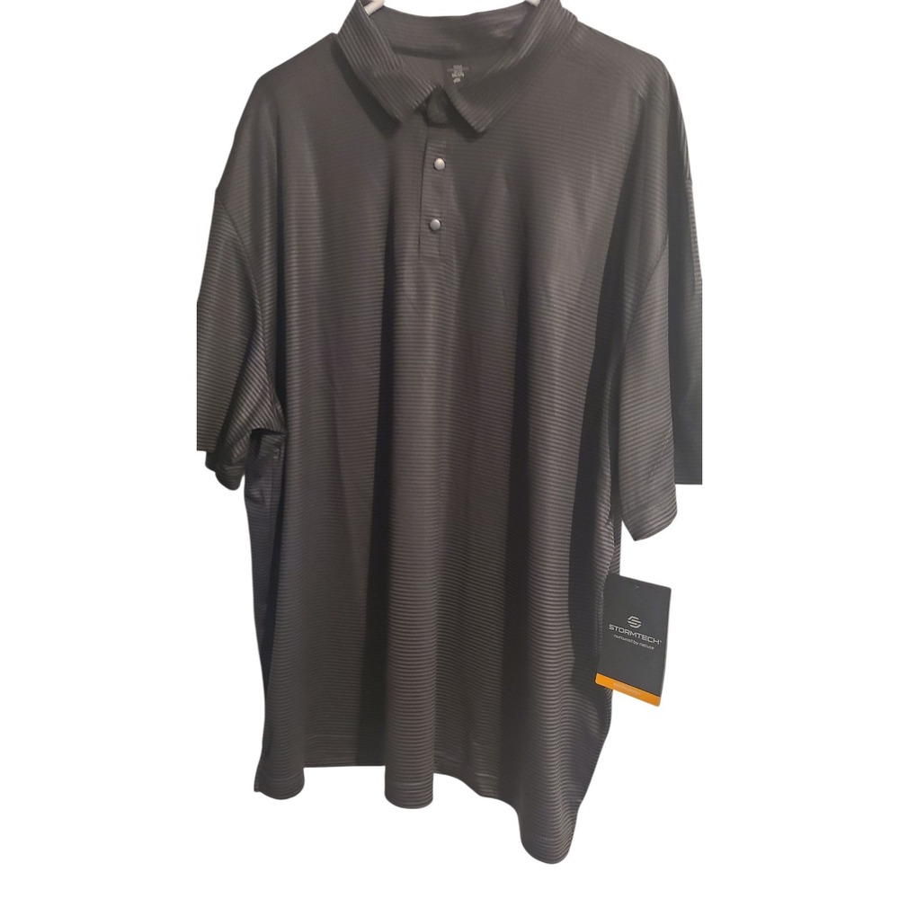 StormTech Mens Polo Shirt Size 3XL/3TG Gray/Black Strips